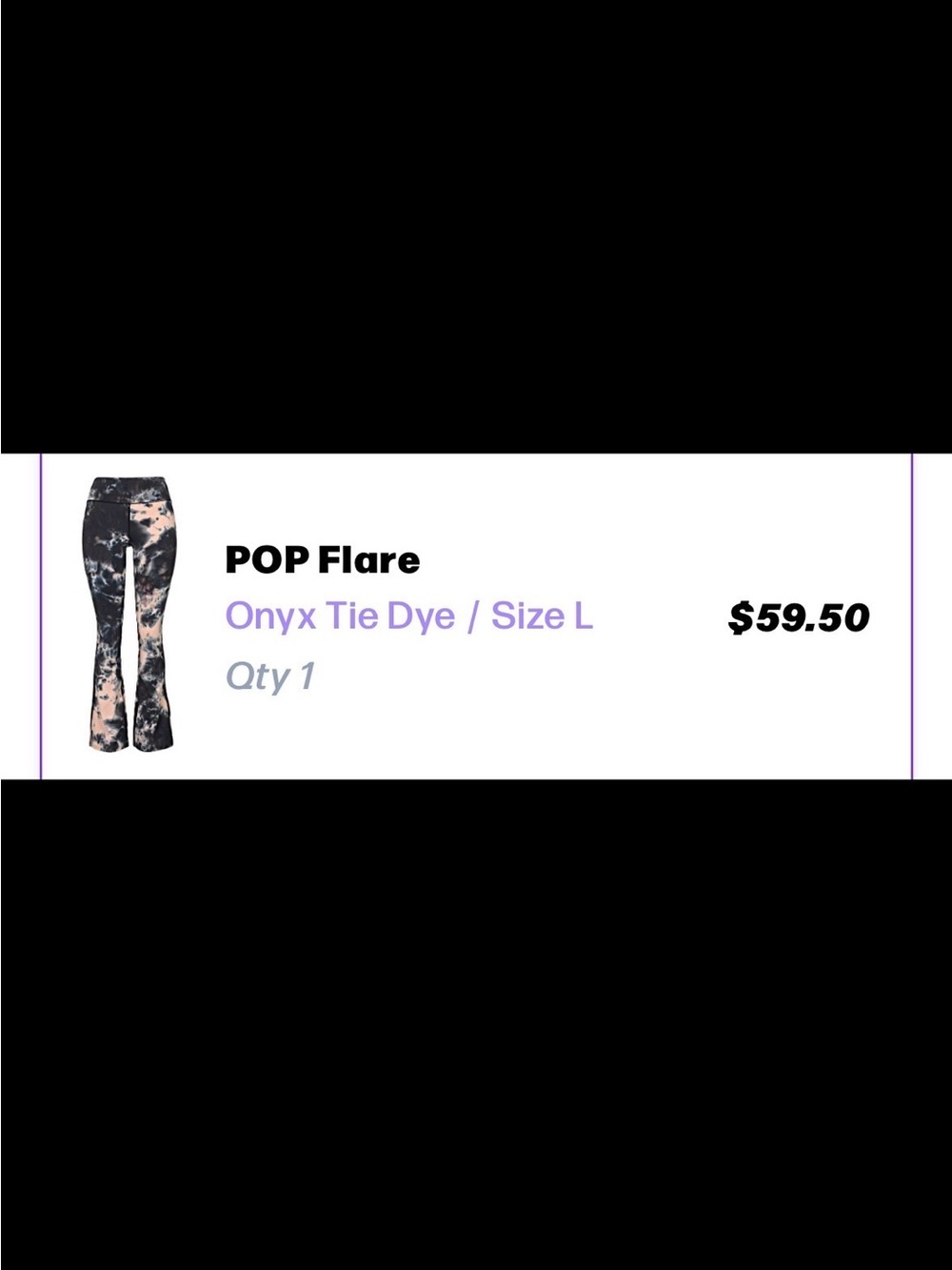 POP Fit Size L Onyx Tie Dye flare leggings